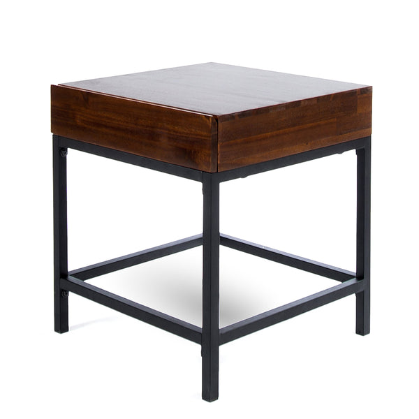 English Elm Christopher Knight Home® - STORAGE Dark Oak Side Table with Industrial Metal Frame, Sustainable Acacia Wood, Compact 22"H x 20"W 61360.00