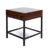 Christopher Knight Home® - Noble House - Ebany Industrial Dark Oak Acacia Wood Storage Side Table With Rustic Metal Iron Accents