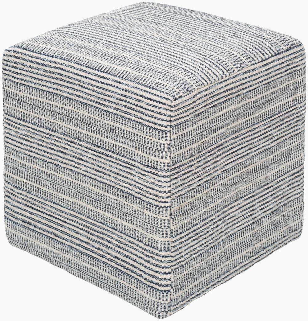Livabliss Ryder Handcrafted Cotton Pouf Farmhouse Footrest for Living Room or Bedroom Nook RDPF002-161618