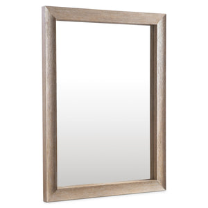 Bernhardt Bernhardt Loggia Mirror In Aria Wire-Brushed Oak — Modern Rustic Curved Frame, Scalloped Detail, Versatile Mounting (36"X48") 345332