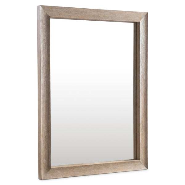 Bernhardt Bernhardt Loggia Mirror In Aria Wire-Brushed Oak — Modern Rustic Curved Frame, Scalloped Detail, Versatile Mounting (36"X48") 345332