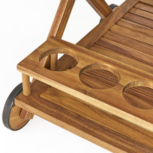 English Elm Christopher Knight Home® - RIVIERA Acacia Wood Bar Cart with Wheels – Natural Stain, Mobile Entertaining Station & Storage Organizer 56134.00