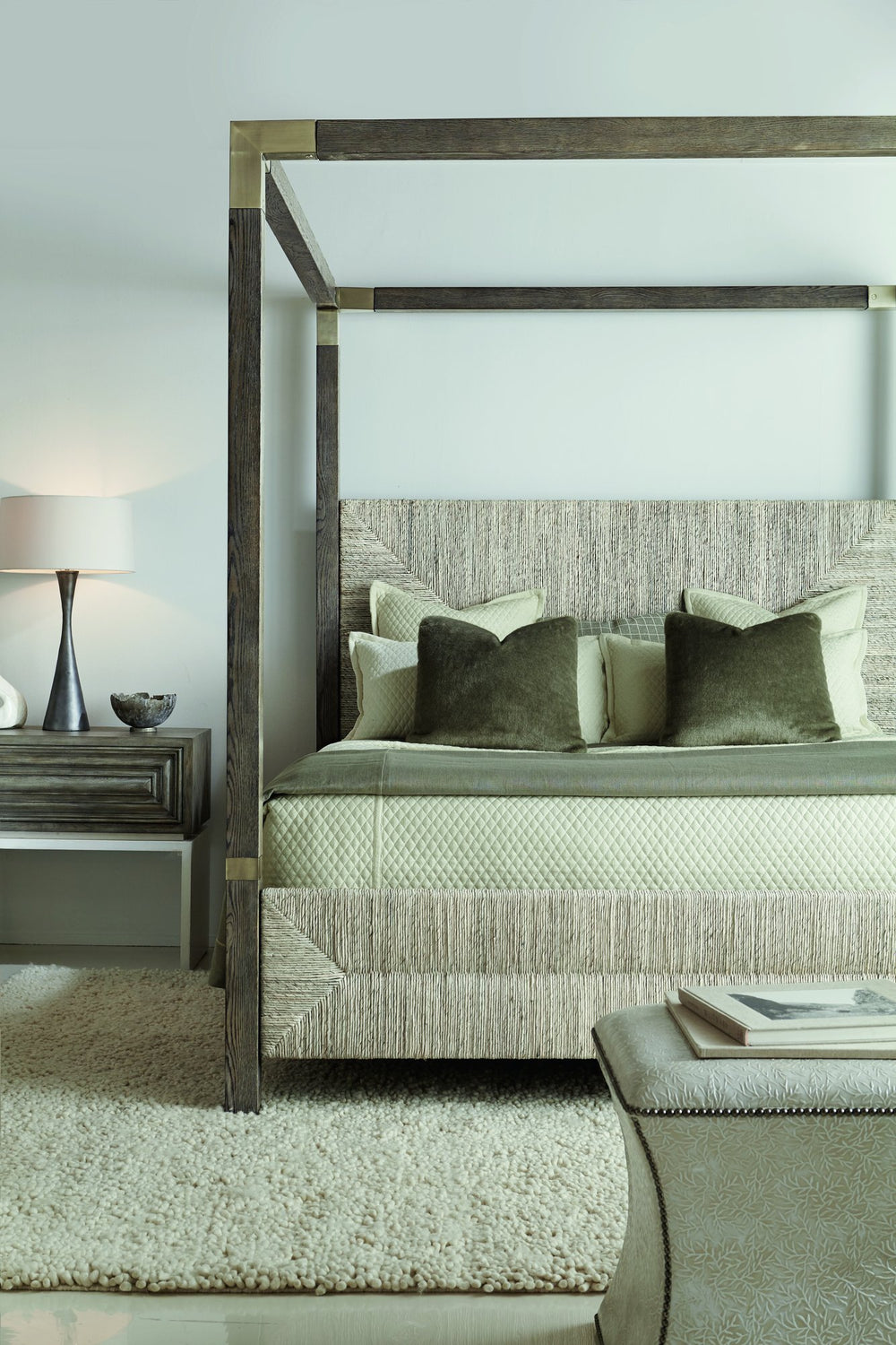 Bernhardt Bernhardt Palma Bench With Natural Woven Abaca Seat, Solid Oak Frame, Rustic Gray Coastal Farmhouse 369508