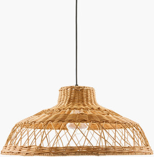 Livabliss Radiant Rattan Woven Pendant Light Wide Brimmed Bohemian Fixture for Dining Areas Dark Brown, Bla 36"L x 36"W x 16"H RDT001-163636