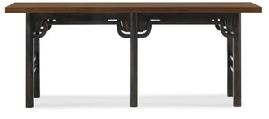 Hooker Furniture Archives Two-Tone Console Table In Classic Walnut & Black — Slim 84" Narrow Entryway Hallway Accent 6123-85185-89