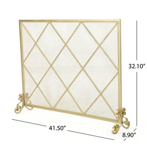 English Elm Christopher Knight Home® - FIRE Iron Single-Panel Fireplace Screen with Diamond Mesh Design, Ember Guard, Multiple Finishes 61126.00GLD