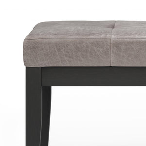 English Elm Lacey Tufted Ottoman Bench - Stylish Distressed Grey Taupe Vegan Leather For Modern Living Spaces B136P159210
