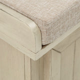 Homelegance By Top-Line Nikita Storage Bench with Linen Seat Cushion White Wood