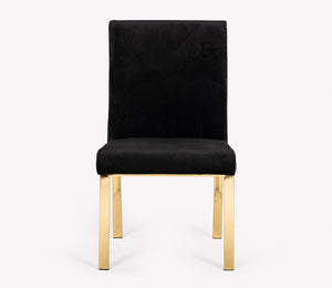 VIG Furniture Reba Velvet Upholstered Chairs With Champagne Gold Frame, Plush Padding & Cobweb Back Accent Black Dining Chair VGVCB0258G-BLK