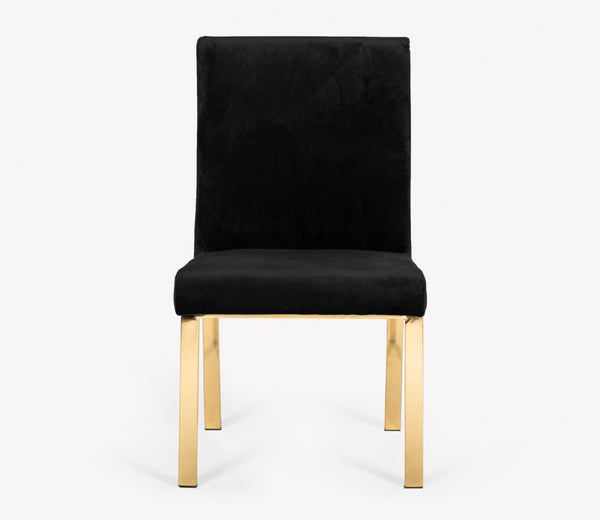 VIG Furniture Reba Velvet Upholstered Chairs With Champagne Gold Frame, Plush Padding & Cobweb Back Accent Black Dining Chair VGVCB0258G-BLK