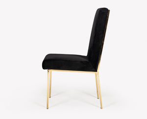 VIG Furniture Reba Velvet Upholstered Chairs With Champagne Gold Frame, Plush Padding & Cobweb Back Accent Black Dining Chair VGVCB0258G-BLK