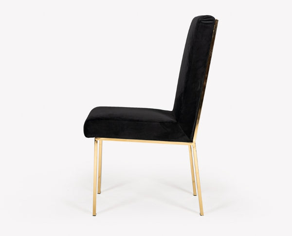 VIG Furniture Reba Velvet Upholstered Chairs With Champagne Gold Frame, Plush Padding & Cobweb Back Accent Black Dining Chair VGVCB0258G-BLK