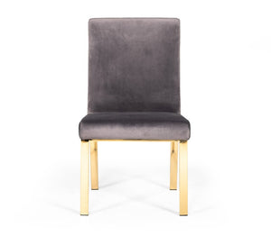 VIG Furniture Reba Velvet Upholstered Chairs With Champagne Gold Frame, Plush Padding & Cobweb Back Accent Grey Dining Chair VGVCB0258G-GRY