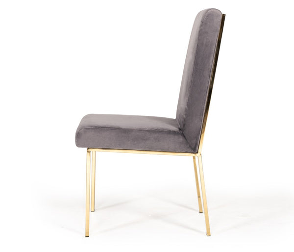 VIG Furniture Reba Velvet Upholstered Chairs With Champagne Gold Frame, Plush Padding & Cobweb Back Accent Grey Dining Chair VGVCB0258G-GRY