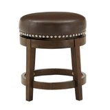 Homelegance By Top-Line Emerson Brown Finish Faux Leather 18" Swivel Dining Height Stool (Set of 2) Brown Rubberwood