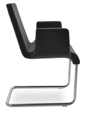 Soho Concept Reiss Arm Chair – Elegant Dining & Office Seating, Chrome Base, Italian Ppm & Camira Fabric Options Dark Grey  Soho-concept-dining-chair-05730