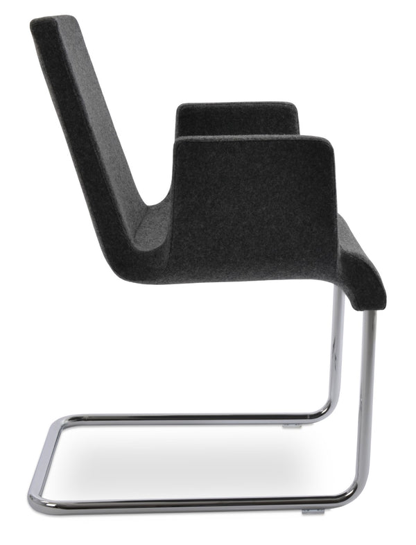 Soho Concept Reiss Arm Chair – Elegant Dining & Office Seating, Chrome Base, Italian Ppm & Camira Fabric Options Dark Grey  Soho-concept-dining-chair-05730