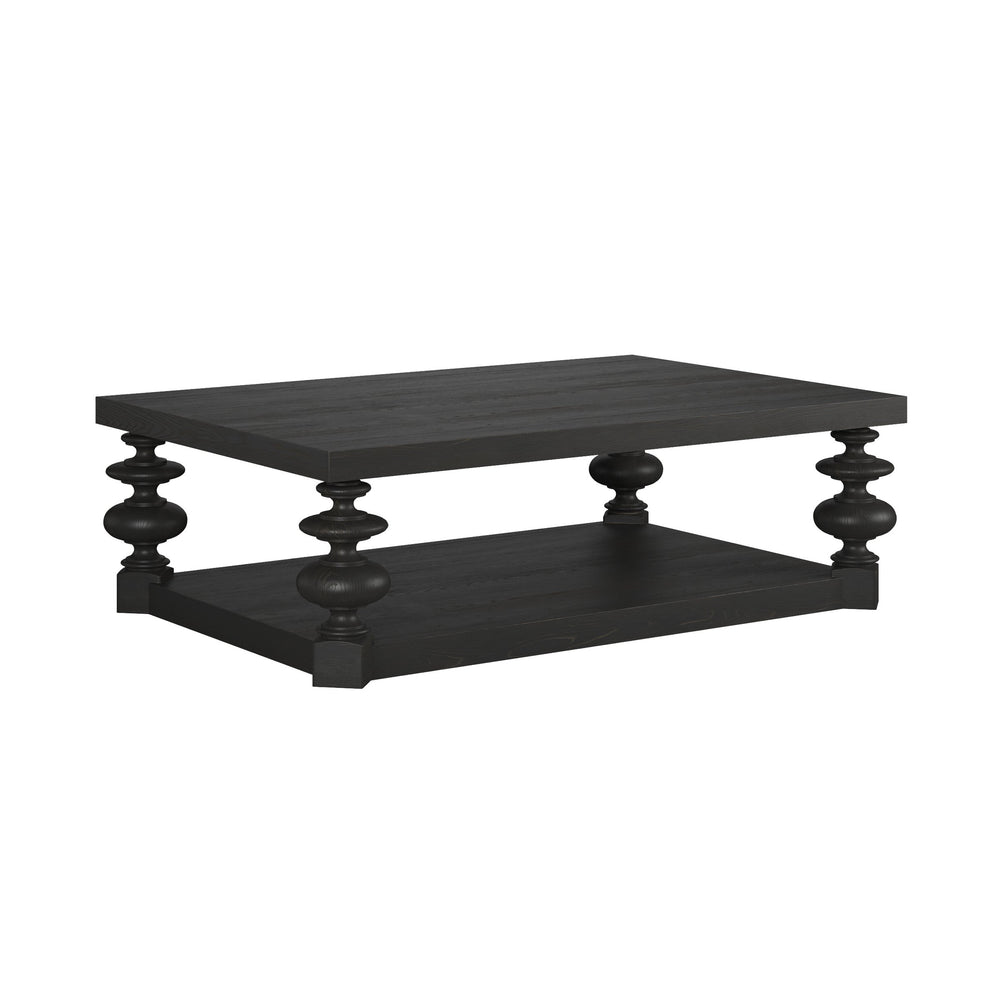 Atrium Rectangular Coffee Table - Bold Neoclassical Design with Hand-Glazed Blackened Sable Finish