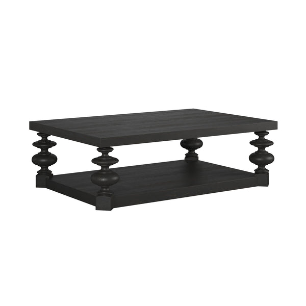 Atrium Rectangular Coffee Table - Bold Neoclassical Design with Hand-Glazed Blackened Sable Finish