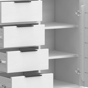 English Elm Hollander handcrafted solid wood sideboard buffet with 4 drawers, 2 doors & adjustable shelving, 54"W White B136P158685