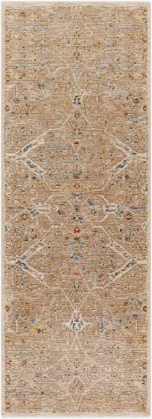 Livabliss Reina Traditional Turkish Polyester Area Rug with Fringe for Large Living Dining Rooms Light Brown, De 2'7" x 7'3" REN2300-2773