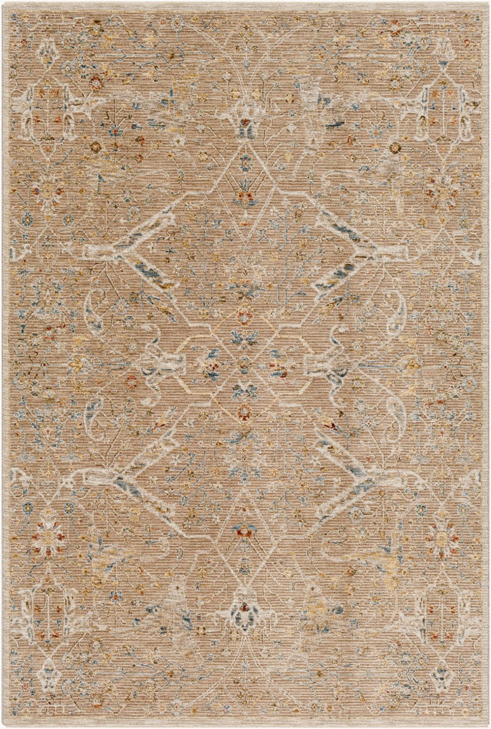 Livabliss Reina Traditional Turkish Polyester Area Rug with Fringe for Large Living Dining Rooms Light Brown, De 2' x 2'11" REN2300-23