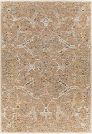 Livabliss Reina Traditional Turkish Polyester Area Rug with Fringe for Large Living Dining Rooms Light Brown, De 6'7" x 9'6" REN2300-6796