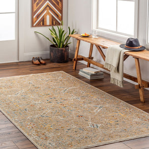 Livabliss Reina Traditional Turkish Polyester Area Rug with Fringe for Large Living Dining Rooms Light Brown, De 2' x 2'11" REN2300-23