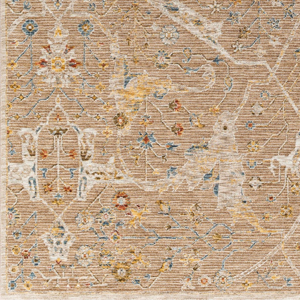 Livabliss Reina Traditional Turkish Polyester Area Rug with Fringe for Large Living Dining Rooms Light Brown, De 2' x 2'11" REN2300-23