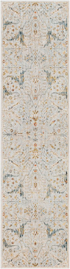 Livabliss Reina Traditional Turkish Polyester Area Rug with Fringe for Large Living Spaces Denim, Light Gr 2'7" x 10' REN2301-2710