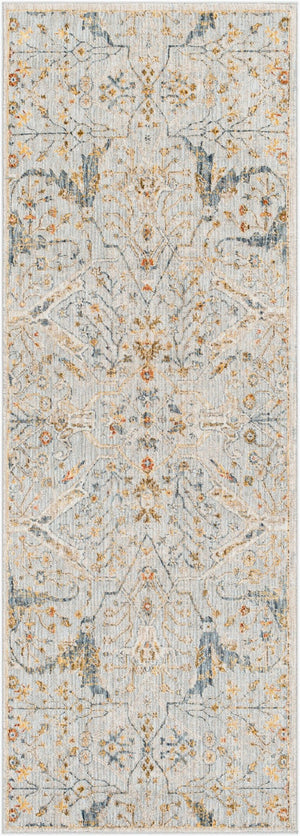 Livabliss Reina Traditional Turkish Polyester Area Rug with Fringe for Large Living Spaces Denim, Light Gr 2'7" x 7'3" REN2301-2773