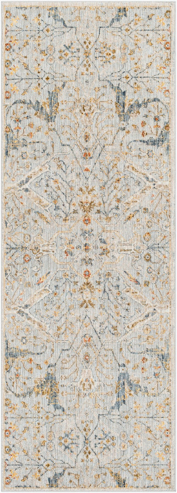 Livabliss Reina Traditional Turkish Polyester Area Rug with Fringe for Large Living Spaces Denim, Light Gr 2'7" x 7'3" REN2301-2773