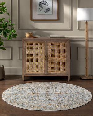 Livabliss Reina Traditional Turkish Polyester Area Rug with Fringe for Large Living Spaces Denim, Light Gr 7'10" x 7'10" REN2301-710RD