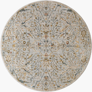 Livabliss Reina Traditional Turkish Polyester Area Rug with Fringe for Large Living Spaces Denim, Light Gr 7'10" x 7'10" REN2301-710RD