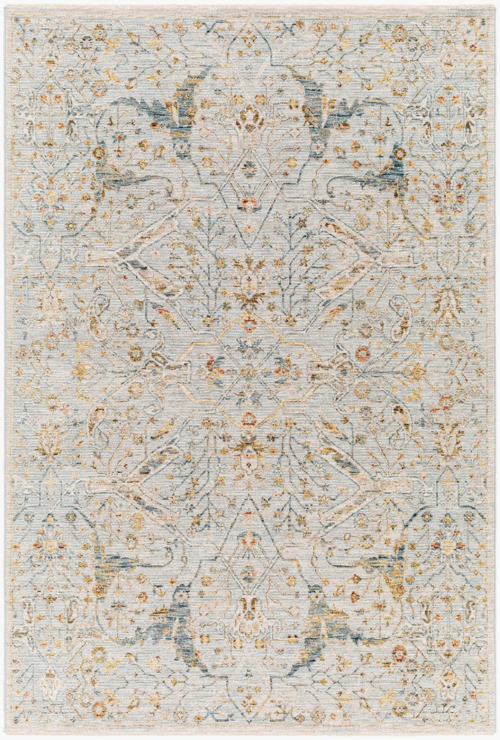 Livabliss Reina Traditional Turkish Polyester Area Rug with Fringe for Large Living Spaces Denim, Light Gr 10' x 13'11" REN2301-1014