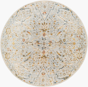 Livabliss Reina Traditional Turkish Polyester Area Rug with Fringe for Large Living Spaces Denim, Light Gr 6'7" x 6'7" REN2301-67RD
