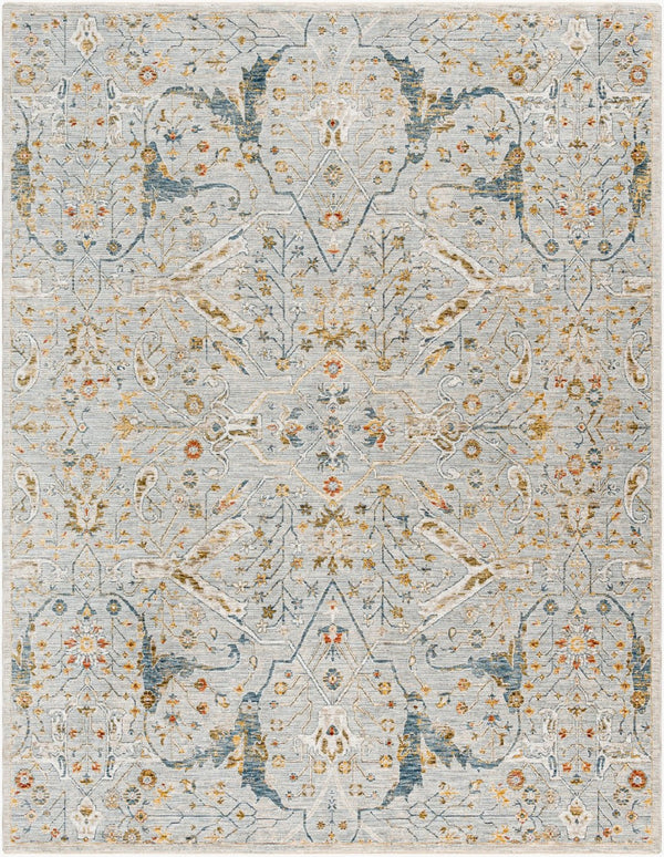 Livabliss Reina Traditional Turkish Polyester Area Rug with Fringe for Large Living Spaces Denim, Light Gr 7'10" x 10'2" REN2301-710103