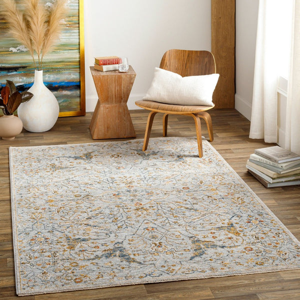Livabliss Reina Traditional Turkish Polyester Area Rug with Fringe for Large Living Spaces Denim, Light Gr 7'10" x 10'2" REN2301-710103