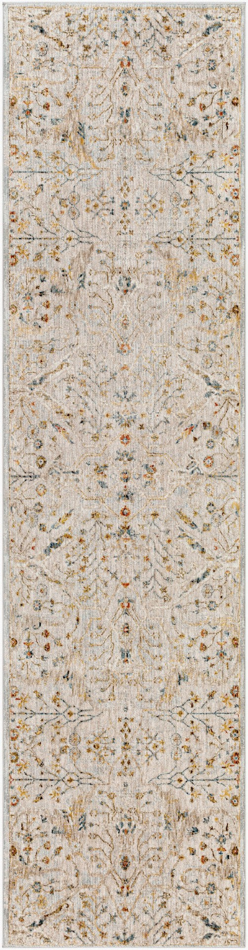 Livabliss Reina Traditional Turkish Polyester Area Rug with Fringe Border for Large Living Rooms Light Gray, Den 2'7" x 10' REN2302-2710