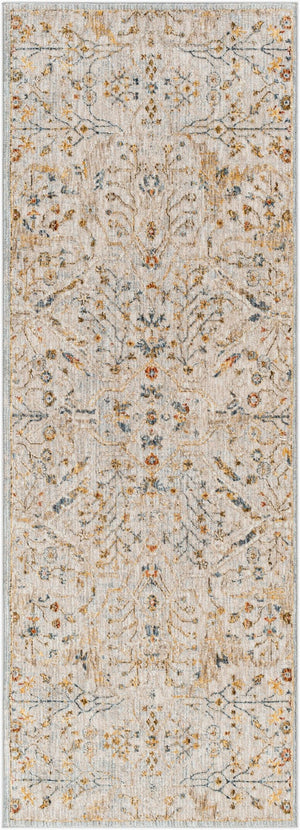 Livabliss Reina Traditional Turkish Polyester Area Rug with Fringe Border for Large Living Rooms Light Gray, Den 2'7" x 7'3" REN2302-2773