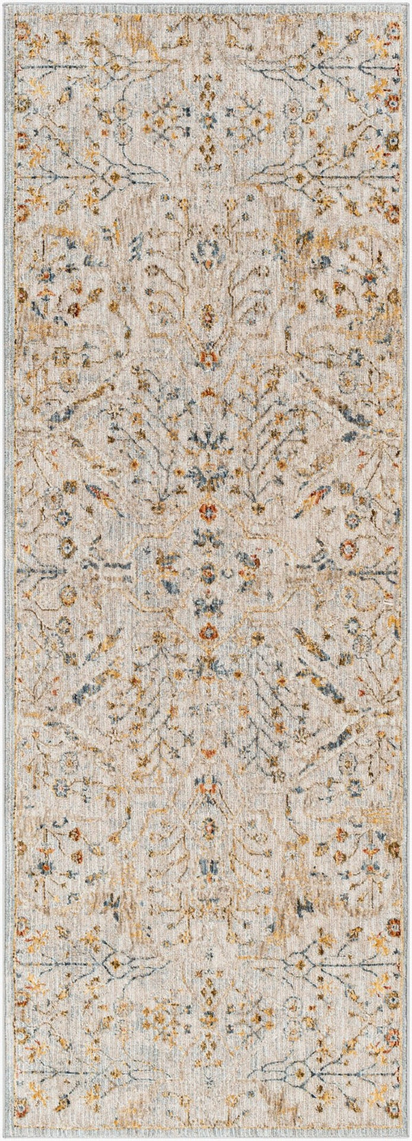 Livabliss Reina Traditional Turkish Polyester Area Rug with Fringe Border for Large Living Rooms Light Gray, Den 2'7" x 7'3" REN2302-2773