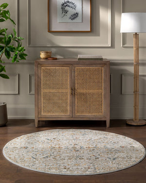 Livabliss Reina Traditional Turkish Polyester Area Rug with Fringe Border for Large Living Rooms Light Gray, Den 5'3" x 5'3" REN2302-53RD