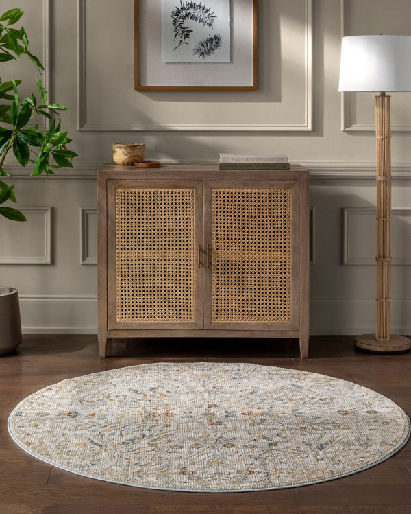Livabliss Reina Traditional Turkish Polyester Area Rug with Fringe Border for Large Living Rooms Light Gray, Den 5'3" x 5'3" REN2302-53RD