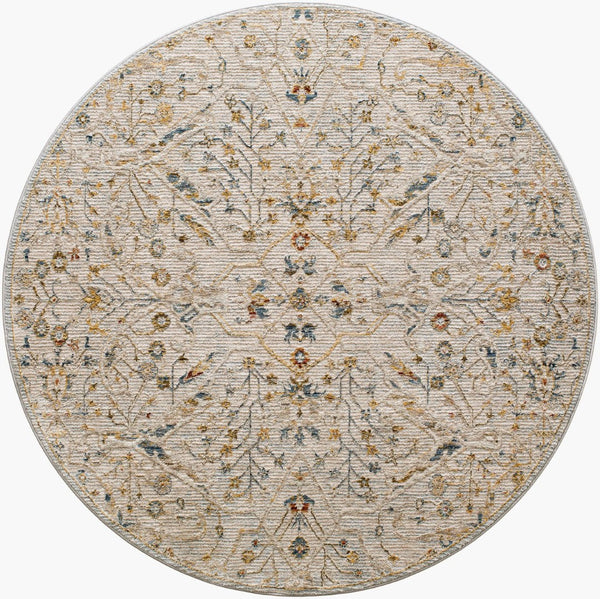 Livabliss Reina Traditional Turkish Polyester Area Rug with Fringe Border for Large Living Rooms Light Gray, Den 5'3" x 5'3" REN2302-53RD