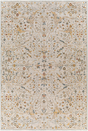 Livabliss Reina Traditional Turkish Polyester Area Rug with Fringe Border for Large Living Rooms Light Gray, Den 6'7" x 9'6" REN2302-6796