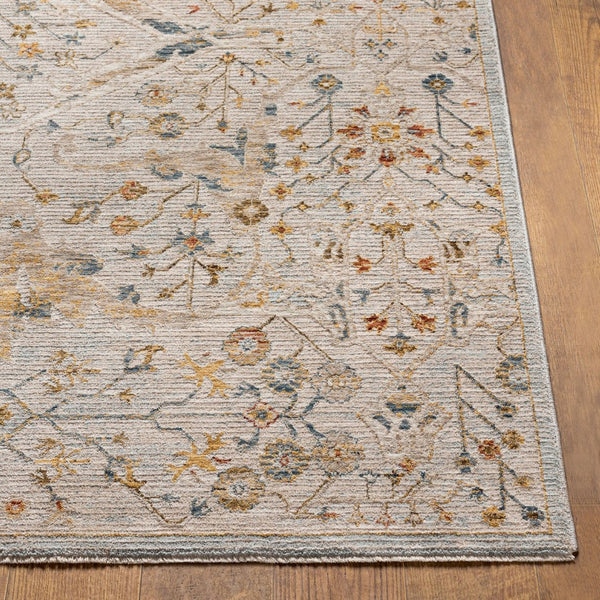 Livabliss Reina Traditional Turkish Polyester Area Rug with Fringe Border for Large Living Rooms Light Gray, Den 10' x 13'11" REN2302-1014