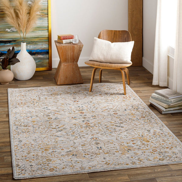 Livabliss Reina Traditional Turkish Polyester Area Rug with Fringe Border for Large Living Rooms Light Gray, Den 10' x 13'11" REN2302-1014