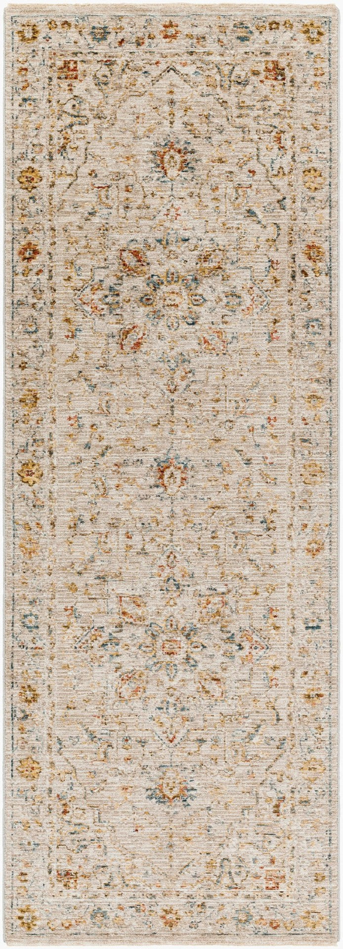 Livabliss Reina Traditional Fringe Area Rug with High Low Texture for Large Living Rooms Light Gray, Med 2'7" x 10' REN2303-2710