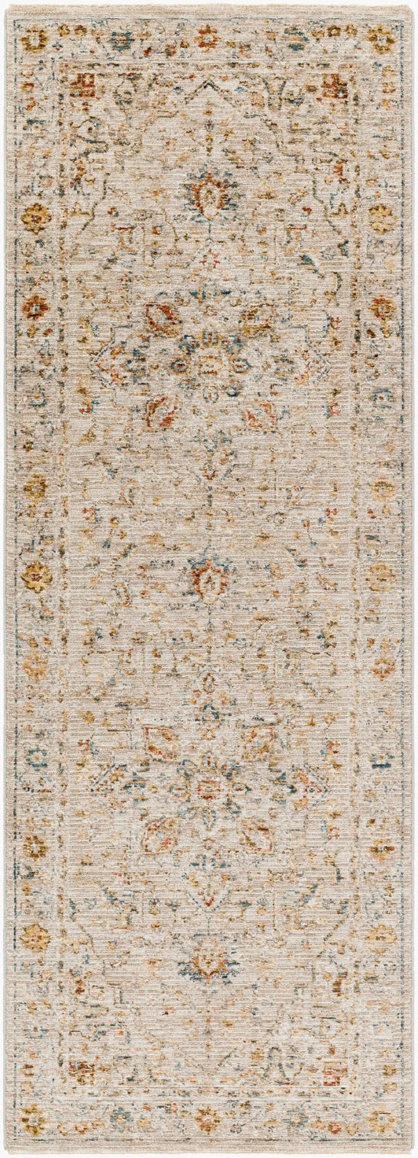 Livabliss Reina Traditional Fringe Area Rug with High Low Texture for Large Living Rooms Light Gray, Med 2'7" x 10' REN2303-2710