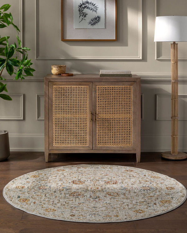 Livabliss Reina Traditional Fringe Area Rug with High Low Texture for Large Living Rooms Light Gray, Med 7'10" x 7'10" REN2303-710RD